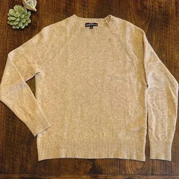 J. Crew Mercantile | Tan Lambswool Blend Crewneck Sweater - Picture 1 of 4